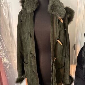 Women's Green Fur-Trimmed Jacket